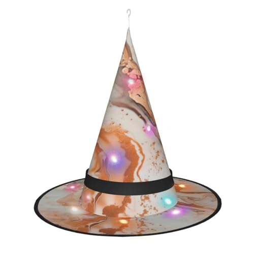 Hexenhut mit rotgoldenem Marmor-Druck, Halloween-Hexenhüte mit LED-Licht, Cosplay-Party-Dekoration Hexenhut mit rotgoldenem Marmor-Druck, Halloween-Hexenhüte mit LED-Licht, Cosplay-Party-Dekoration von Loppott