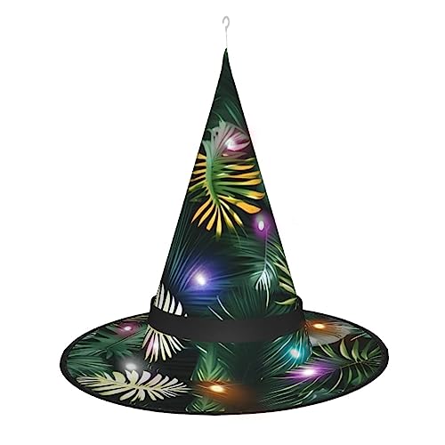 Hexenhut mit tropischem Palmblatt-Druck, Halloween-Hexenhüte mit LED-Licht, Cosplay-Party-Dekoration von Loppott