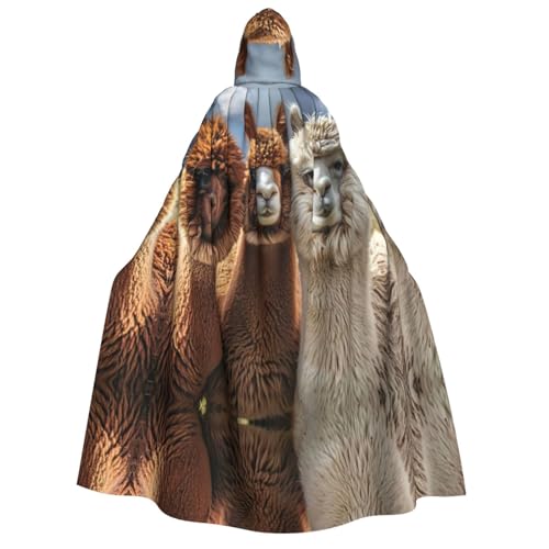 Kapuzenumhang mit Aufschrift "I Love Alpakas", für Erwachsene, Halloween, Weihnachtsfeiern, Cosplay-Kostüm, Kapuze, Karnevals-Umhang von Loppott