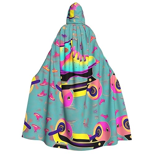 Loppott Farbenfroher Rollschuh-Aufdruck, Erwachsenen-Kapuzenumhang, Halloween, Weihnachtsfeiern, Cosplay-Kostüm, Kapuze, Karnevals-Umhang von Loppott