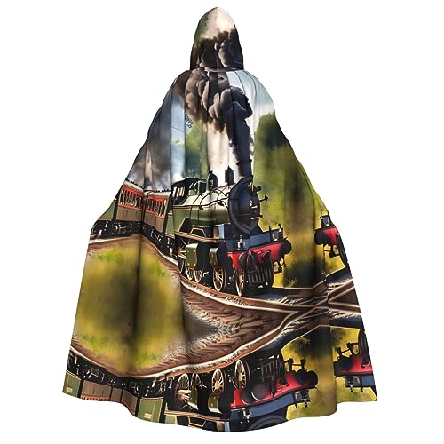Loppott Kapuzenumhang für Erwachsene, Motiv: Steam Little Train, Halloween, Weihnachtsfeiern, Cosplay-Kostüm, Kapuze, Karnevalsumhang von Loppott
