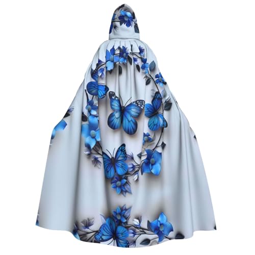 Loppott Kapuzenumhang für Erwachsene, Motiv: blaue Schmetterlinge, Halloween, Weihnachtsfeiern, Cosplay-Kostüm, Kapuze, Karnevalsumhang Loppott Kapuzenumhang für Erwachsene, Motiv: blaue Schmetterlinge, Halloween, Weihnachtsfeiern, Cosplay-Kostüm, Kapuze, Karnevalsumhang von Loppott