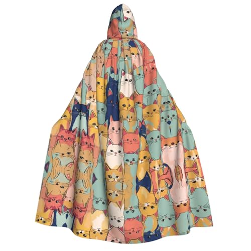 Loppott Kapuzenumhang für Erwachsene, Motiv: niedliche Katzen in einer Vielzahl von Farben, für Halloween, Weihnachtsfeiern, Cosplay-Kostüm, Kapuze, Karnevalsumhang Loppott Kapuzenumhang für Erwachsene, Motiv: niedliche Katzen in einer Vielzahl von Farben, für Halloween, Weihnachtsfeiern, Cosplay-Kostüm, Kapuze, Karnevalsumhang von Loppott
