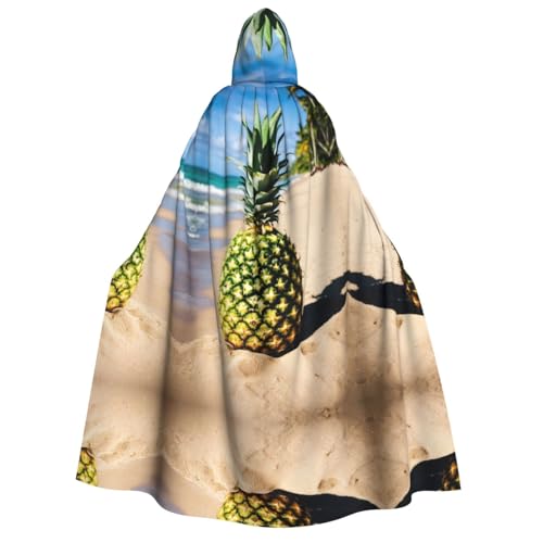 Loppott Kapuzenumhang mit Ananas am Strand, für Erwachsene, Halloween, Weihnachtsfeiern, Cosplay-Kostüm, Kapuze, Karnevalsumhang von Loppott