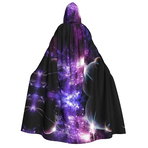 Loppott Kapuzenumhang mit Galaxie-Himmel, für Erwachsene, Halloween, Weihnachtsfeiern, Cosplay-Kostüm, Kapuze, Karnevalsumhang von Loppott