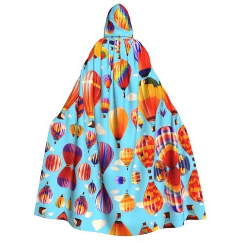 Loppott Kapuzenumhang mit Heißluftballon-Druck, für Erwachsene, Halloween, Weihnachtsfeiern, Cosplay-Kostüm, Kapuze, Karnevalsumhang von Loppott