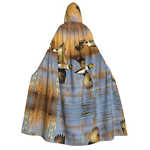 Loppott Kapuzenumhang mit Jagdfliegen-Motiv, für Erwachsene, Halloween, Weihnachtsfeiern, Cosplay-Kostüm, Kapuze, Karnevalsumhang von Loppott