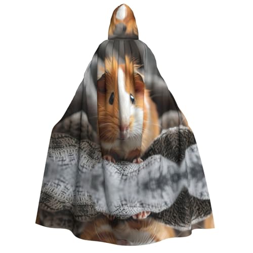 Loppott Kapuzenumhang mit Meerschweinchen-Aufdruck, für Halloween, Weihnachtsfeiern, Cosplay-Kostüm, Kapuze, Karnevalsumhang von Loppott