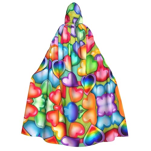 Loppott Kapuzenumhang mit Regenbogen-Herz-Druck, für Erwachsene, Halloween, Weihnachtsfeiern, Cosplay-Kostüm, Kapuze, Karnevalsumhang Loppott Kapuzenumhang mit Regenbogen-Herz-Druck, für Erwachsene, Halloween, Weihnachtsfeiern, Cosplay-Kostüm, Kapuze, Karnevalsumhang von Loppott