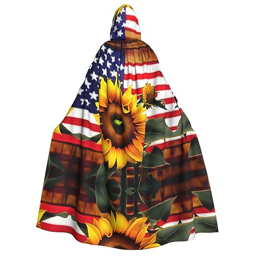 Loppott Kapuzenumhang mit Sonnenblume und amerikanischer Flagge, für Erwachsene, Halloween, Weihnachtsfeiern, Cosplay-Kostüm, Kapuze, Karnevalsumhang Loppott Kapuzenumhang mit Sonnenblume und amerikanischer Flagge, für Erwachsene, Halloween, Weihnachtsfeiern, Cosplay-Kostüm, Kapuze, Karnevalsumhang von Loppott