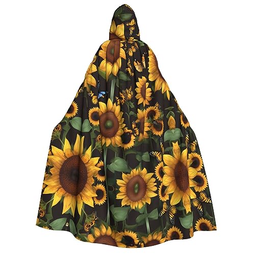 Loppott Kapuzenumhang mit Sonnenblumen-Motiv und Schmetterlingen für Erwachsene, Halloween, Weihnachtsfeiern, Cosplay-Kostüm, Kapuze, Karnevalsumhang Loppott Kapuzenumhang mit Sonnenblumen-Motiv und Schmetterlingen für Erwachsene, Halloween, Weihnachtsfeiern, Cosplay-Kostüm, Kapuze, Karnevalsumhang von Loppott