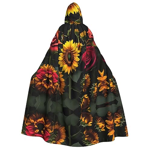 Loppott Kapuzenumhang mit Sonnenblumen-Rosen-Druck, für Erwachsene, Halloween, Weihnachtsfeiern, Cosplay-Kostüm, Kapuze, Karnevalsumhang Loppott Kapuzenumhang mit Sonnenblumen-Rosen-Druck, für Erwachsene, Halloween, Weihnachtsfeiern, Cosplay-Kostüm, Kapuze, Karnevalsumhang von Loppott
