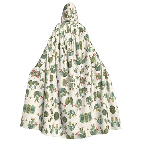 Loppott Kapuzenumhang mit süßem Kaktusdruck, für Erwachsene, Halloween, Weihnachtsfeiern, Cosplay-Kostüm, Kapuze, Karnevalsumhang von Loppott