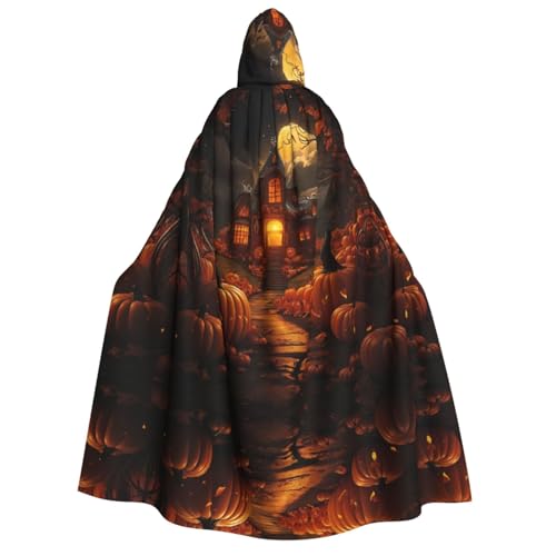Loppott Kürbis Halloween Druck Erwachsene Kapuzenumhang Halloween Weihnachten Party Cosplay Kostüm Kapuze Karneval Umhang von Loppott