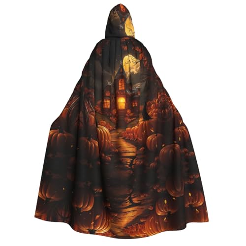Loppott Kürbis Halloween Druck Erwachsene Kapuzenumhang Halloween Weihnachten Party Cosplay Kostüm Kapuze Karneval Umhang von Loppott