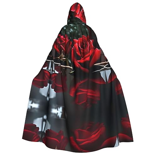 Loppott Roter Umhang mit verspiegeltem Rosen-Druck, für Erwachsene, Halloween, Weihnachtsfeiern, Cosplay-Kostüm, Kapuze, Karnevalsumhang Loppott Roter Umhang mit verspiegeltem Rosen-Druck, für Erwachsene, Halloween, Weihnachtsfeiern, Cosplay-Kostüm, Kapuze, Karnevalsumhang von Loppott