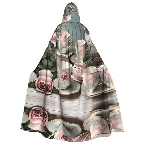 Loppott Teetassen mit Rosen, romantischer Druck, Kapuzenumhang für Erwachsene, Halloween, Weihnachtsfeiern, Cosplay-Kostüm, Kapuze, Karnevalsumhang Loppott Teetassen mit Rosen, romantischer Druck, Kapuzenumhang für Erwachsene, Halloween, Weihnachtsfeiern, Cosplay-Kostüm, Kapuze, Karnevalsumhang von Loppott