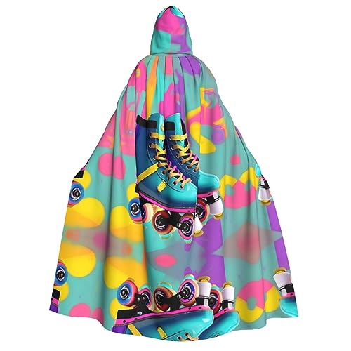 Loppott Umhang mit Kapuze, Retro-Stil, bunt, Rollschuh-Druck, für Erwachsene, Halloween, Weihnachtsfeiern, Cosplay-Kostüm, Kapuze, Karnevals-Umhang Loppott Umhang mit Kapuze, Retro-Stil, bunt, Rollschuh-Druck, für Erwachsene, Halloween, Weihnachtsfeiern, Cosplay-Kostüm, Kapuze, Karnevals-Umhang von Loppott