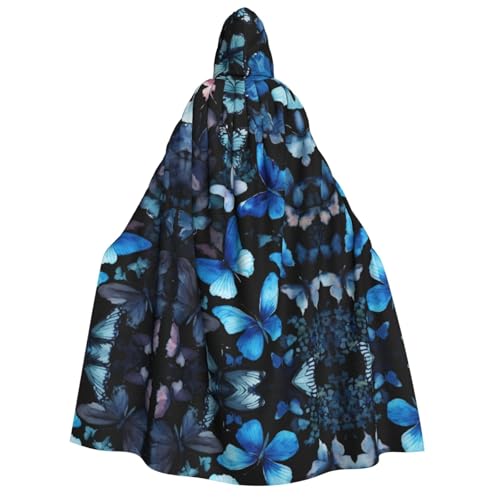 Loppott Umhang mit Kapuze für Erwachsene, Motiv: blaue Schmetterlinge, weiße Blumen, Halloween, Weihnachtsfeiern, Cosplay-Kostüm, Kapuze, Karnevalsumhang Loppott Umhang mit Kapuze für Erwachsene, Motiv: blaue Schmetterlinge, weiße Blumen, Halloween, Weihnachtsfeiern, Cosplay-Kostüm, Kapuze, Karnevalsumhang von Loppott