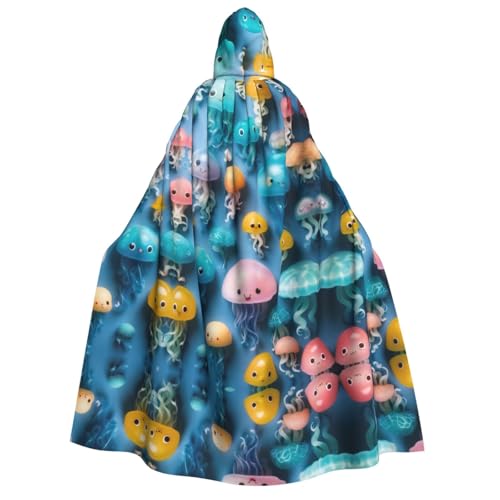 Loppott Umhang mit Kapuze für Erwachsene, bunt, Quallen-Druck, Halloween, Weihnachtsfeiern, Cosplay-Kostüm, Kapuze, Karnevalsumhang Loppott Umhang mit Kapuze für Erwachsene, bunt, Quallen-Druck, Halloween, Weihnachtsfeiern, Cosplay-Kostüm, Kapuze, Karnevalsumhang von Loppott