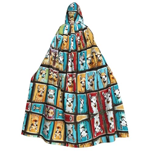 Loppott Umhang mit Kapuze für Erwachsene, niedlicher Lama-Kacheldruck, Halloween, Weihnachtsfeiern, Cosplay-Kostüm, Kapuze, Karnevals-Umhang Loppott Umhang mit Kapuze für Erwachsene, niedlicher Lama-Kacheldruck, Halloween, Weihnachtsfeiern, Cosplay-Kostüm, Kapuze, Karnevals-Umhang von Loppott