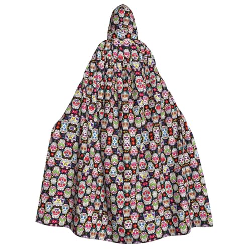 Loppott Umhang mit buntem Totenkopf und Totenköpfen für Erwachsene, Halloween, Weihnachtsfeiern, Cosplay-Kostüm, Kapuze, Karnevalsumhang Loppott Umhang mit buntem Totenkopf und Totenköpfen für Erwachsene, Halloween, Weihnachtsfeiern, Cosplay-Kostüm, Kapuze, Karnevalsumhang von Loppott
