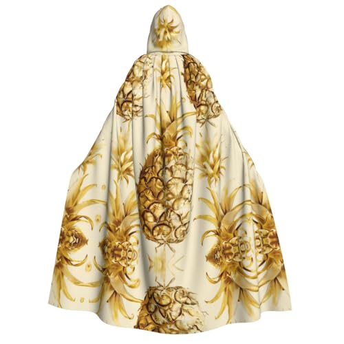 Loppott Umhang mit goldenem Ananas-Hintergrund für Erwachsene, mit Kapuze, Halloween, Weihnachtsfeiern, Cosplay-Kostüm, Kapuze, Karnevalsumhang von Loppott