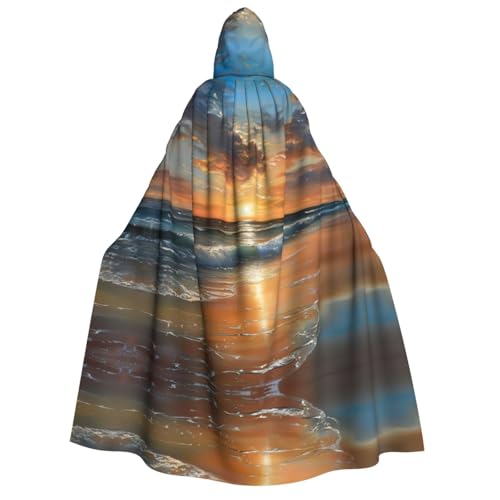 Loppott Wunderschöner Strand-Sonnenuntergang-Aufdruck, Erwachsenen-Kapuzenumhang, Halloween, Weihnachtsfeiern, Cosplay-Kostüm, Kapuze, Karnevals-Umhang von Loppott