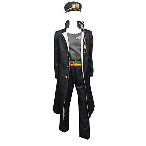 Lordancen Jotaro Kujo Cosplay-Kostüm, schwarzes Outfit, inkl. Jacke, Weste, Hose, Hut (Männlich XXL) von Lordancen