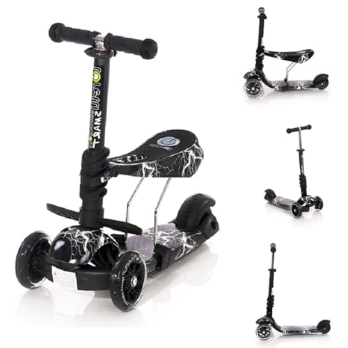 Lorelli Kinderroller ab 3 Jahre mit Sitz, Scooter Kinder Roller Smart faltbar, Kinderscooter, Dreiradscooter, blinkende PU Räder, einstellbare Lenkerhöhe, Faltbarer Lenker, leicht und stabil, schwarz Lorelli Kinderroller ab 3 Jahre mit Sitz, Scooter Kinder Roller Smart faltbar, Kinderscooter, Dreiradscooter, blinkende PU Räder, einstellbare Lenkerhöhe, Faltbarer Lenker, leicht und stabil, schwarz von Lorelli