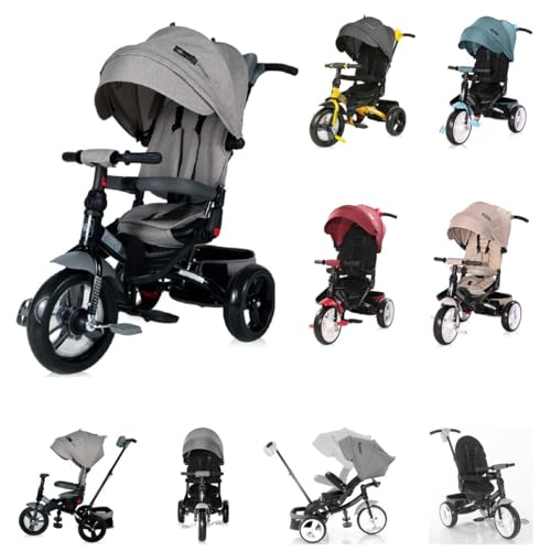 Lorelli Tricycle Jaguar 4 in 1 Schiebestange Sitz drehbar, verstellbar, Faltdach dunkelgrau von Lorelli