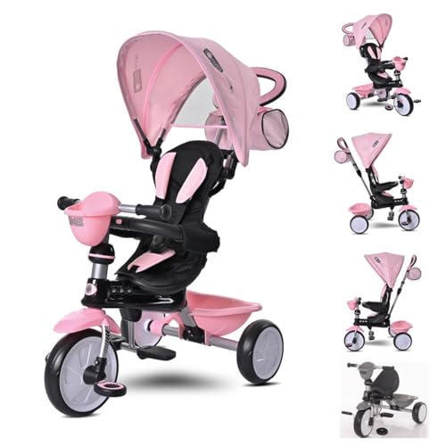 Lorelli Tricycle One 3 in 1 Eva-Reifen Schiebestange Anti-Rutsch Pedale umbaubar, Farbe:pink von Lorelli
