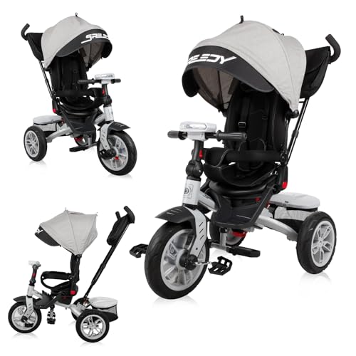 Lorelli Dreirad Speedy ab 1 Jahr mit Schubstange, Tricycle 360 drehbar, 3-Punkt-Sicherheitsgurt, Verstellbarer Elterngriff, Freilaufrad Funktion, Luftreifen, Spielzeugkorb, grau-schwarz Lorelli Dreirad Speedy ab 1 Jahr mit Schubstange, Tricycle 360 drehbar, 3-Punkt-Sicherheitsgurt, Verstellbarer Elterngriff, Freilaufrad Funktion, Luftreifen, Spielzeugkorb, grau-schwarz von Lorelli