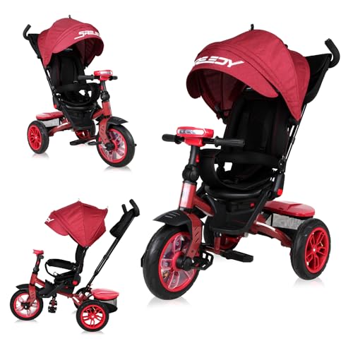 Lorelli Dreirad Speedy ab 1 Jahr mit Schubstange, Tricycle 360 drehbar, 3-Punkt-Sicherheitsgurt, Verstellbarer Elterngriff, Freilaufrad Funktion, Luftreifen, Spielzeugkorb, rot-schwarz Lorelli Dreirad Speedy ab 1 Jahr mit Schubstange, Tricycle 360 drehbar, 3-Punkt-Sicherheitsgurt, Verstellbarer Elterngriff, Freilaufrad Funktion, Luftreifen, Spielzeugkorb, rot-schwarz von Lorelli