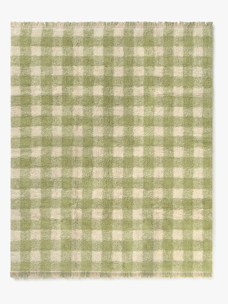 Lorena Canals Waschbarer Vichy Teppich 150x180 cm, Matcha von LorenaCanals