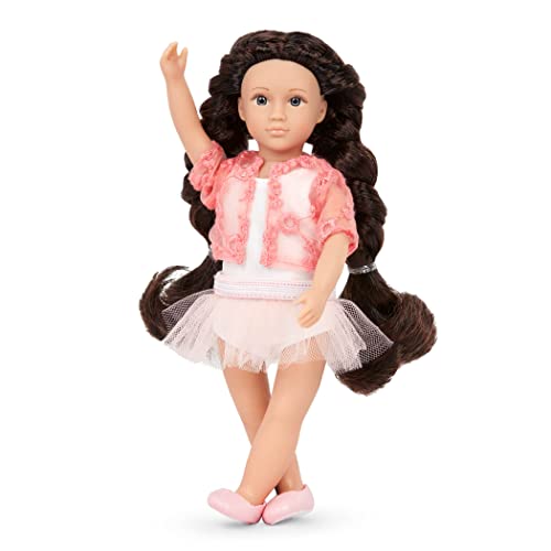 Lori Puppe Ballerina Adrienne – Mini Puppe 15 cm mit Puppenkleidung und braunen langen Haaren, Tutu, Ballerinas – Spielzeug für Kinder ab 3 Jahre von Lori