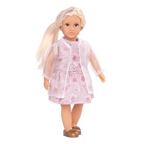 Lori Puppe Perla – Mini Puppe 15 cm mit Puppenkleidung und blonden langen Haaren, Jacke, Kleid, Schuhe – Spielzeug für Kinder ab 3 Jahre von Lori