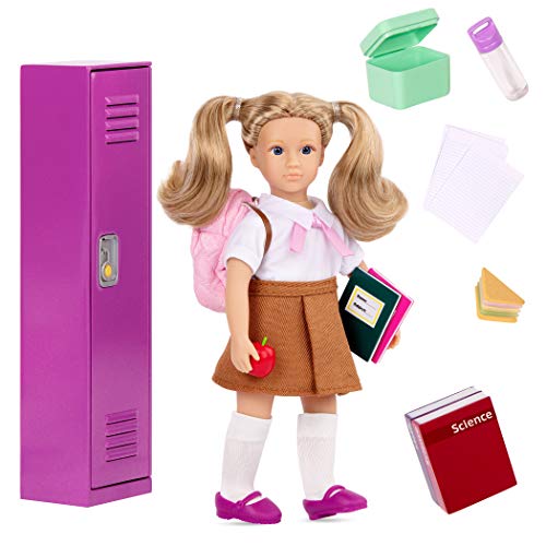Lori Puppe Alina in der Schule – Mini Puppe 15 cm mit Puppenkleidung, blonden langen Haaren, Puppen Zubehör – Spielzeug für Kinder ab 3 Jahre von Lori