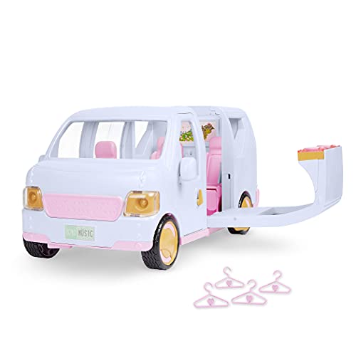 Lori LO37115C1Z Luxus Auto Set, Zubehör für 15 cm Puppen – Puppenzubehör mit Accessoires, Lichtern, Musik und mehr – Spielzeug für Kinder ab 3 Jahre, Pink von Lori