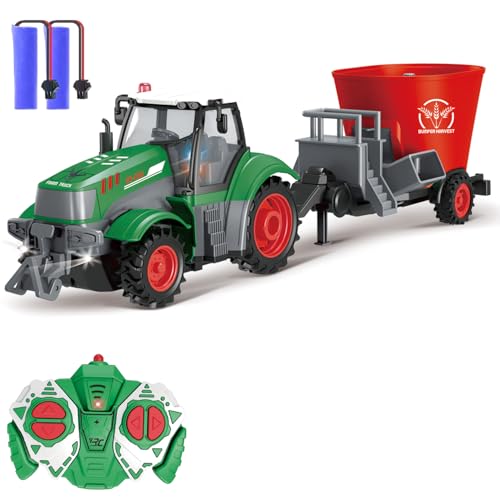 Losbenco Ferngesteuerter Traktor Reis Mixer LKW, 1:24 Traktor Spielzeug mit Licht & 2.4Ghz RC Truck, Anhänger Spielzeug für 6 7 8 9+ Jahre alte Jungen Mädchen Losbenco Ferngesteuerter Traktor Reis Mixer LKW, 1:24 Traktor Spielzeug mit Licht & 2.4Ghz RC Truck, Anhänger Spielzeug für 6 7 8 9+ Jahre alte Jungen Mädchen von Losbenco