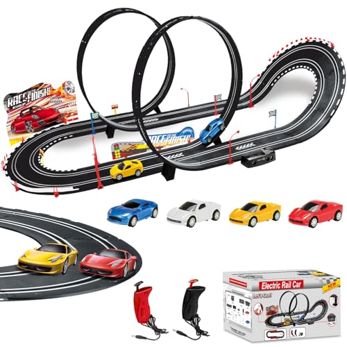 Losbenco SlotCar-Rennbahn-Sets mit 4 Hochgeschwindigkeits-Slot-Cars, 2 Elektrische Controller Kreisförmige Überbrückungsbahn, Geschenk-Spielzeug für Jungen und Mädchen im Alter von 6-12 Losbenco SlotCar-Rennbahn-Sets mit 4 Hochgeschwindigkeits-Slot-Cars, 2 Elektrische Controller Kreisförmige Überbrückungsbahn, Geschenk-Spielzeug für Jungen und Mädchen im Alter von 6-12 von Losbenco