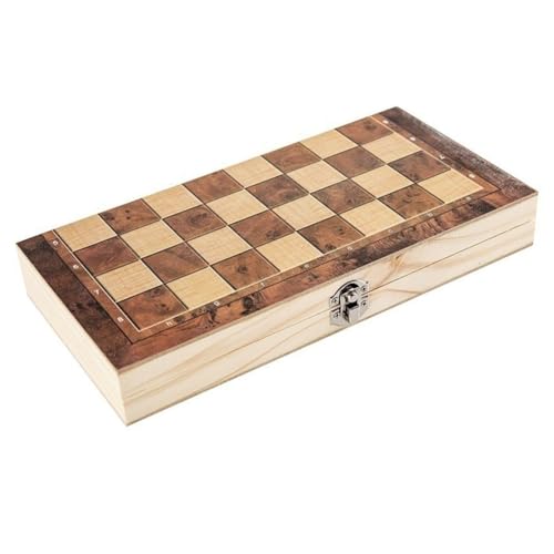 Losueeun Faltbares 3-In-1-Schach-Backgammon-Holzbrett, Faltbares Brettspiel, 39 X 39 cm von Losueeun
