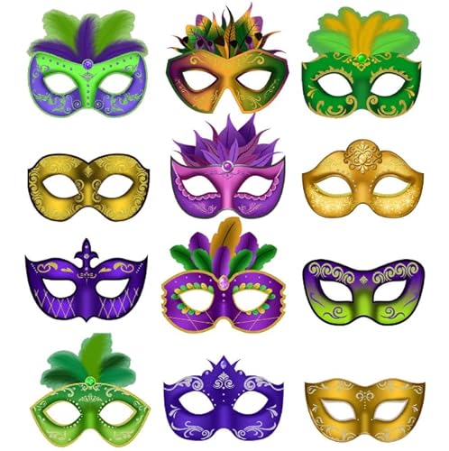 Losuya 12 Stück Karnevalsmaske, Papier, Masken, Karneval, Abschlussball, venezianische Masken, Retro-Maske, Halloween-Kostüm für Karneval, Partyzubehör Losuya 12 Stück Karnevalsmaske, Papier, Masken, Karneval, Abschlussball, venezianische Masken, Retro-Maske, Halloween-Kostüm für Karneval, Partyzubehör von Losuya