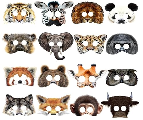 Losuya 16 x Dschungelwald-Zoo-Tiere, Cartoon-Masken, Safari-Tier-Gesichtsmasken für Tierthemen, Geburtstagsparty, Gastgeschenke Losuya 16 x Dschungelwald-Zoo-Tiere, Cartoon-Masken, Safari-Tier-Gesichtsmasken für Tierthemen, Geburtstagsparty, Gastgeschenke von Losuya