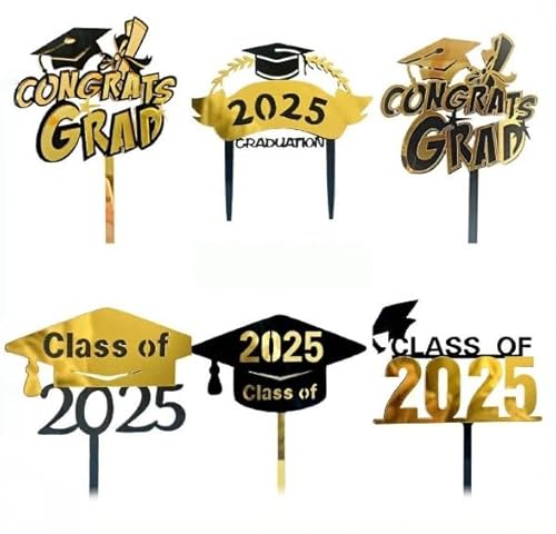 Losuya 6 Stück 2025 Graduation Cake Topper Acryl Congrats Grade Kuchen Dekoration 2025 High School College Senior Graduation Dekorationen Losuya 6 Stück 2025 Graduation Cake Topper Acryl Congrats Grade Kuchen Dekoration 2025 High School College Senior Graduation Dekorationen von Losuya