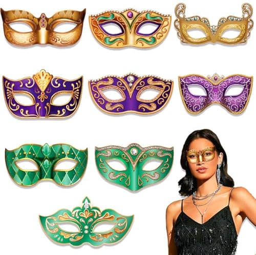 Losuya 9 x venezianische Damen-Masken, Papier-Party-Masken, Halloween, Abend, Abschlussball, Ballmasken von Losuya