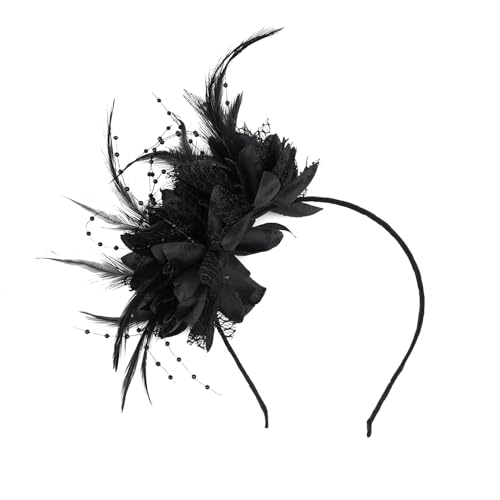 Losuya Feder Stirnband Fascinator Stirnbänder Karneval Cosplay Party Haarbänder Kopfschmuck (Schwarz) von Losuya