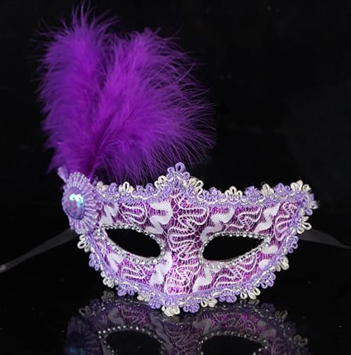 Losuya Mode venezianische Gesichtsmaske Federmasken Frauen Maskerade Maske für Halloween, Maskerade, Kostümparty Dekoration (Lila) von Losuya