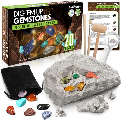 LotFancy Ausgrabungsset für Kinder, 20 Echte Edelsteine, Experimentierset für Kinder ab 8 9 10 Jahren, Geschenk für Jungen und Mädchen LotFancy Ausgrabungsset für Kinder, 20 Echte Edelsteine, Experimentierset für Kinder ab 8 9 10 Jahren, Geschenk für Jungen und Mädchen von LotFancy