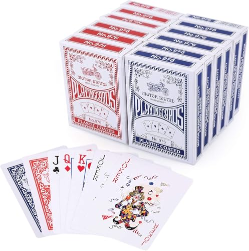 LotFancy 12er Pokerkarten Set, Spielkarten in 54 Karten, Poker Kartendeck, Profi Playing Cards für Texas Holdem, Poker, Blackjack, Bridge (blau und rot) LotFancy 12er Pokerkarten Set, Spielkarten in 54 Karten, Poker Kartendeck, Profi Playing Cards für Texas Holdem, Poker, Blackjack, Bridge (blau und rot) von LotFancy
